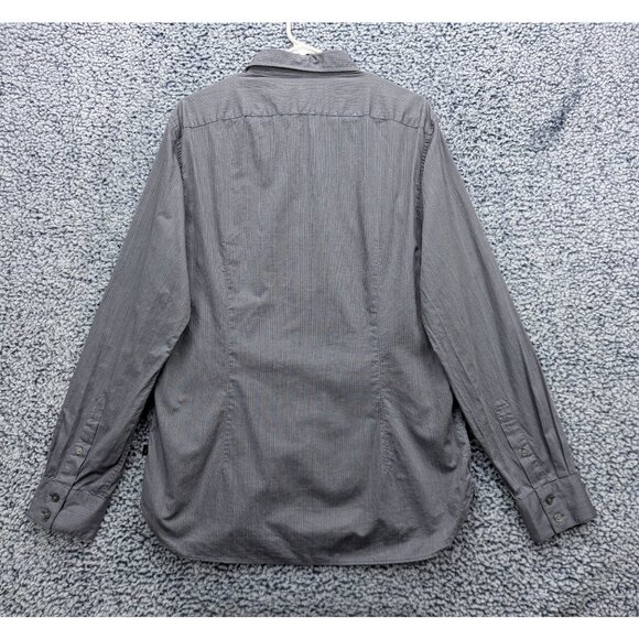 John Varvatos Button Up Shirt Mens M Long Sleeve Lightweight Striped Office Gray - Picture 2 of 11